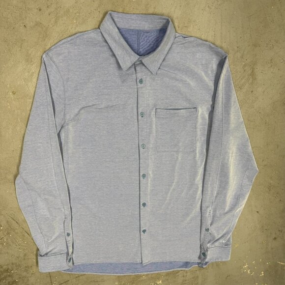 Lululemon Dress Shirt Mens Stretch Long Sleeve Button Up Blue XL - Picture 2 of 9